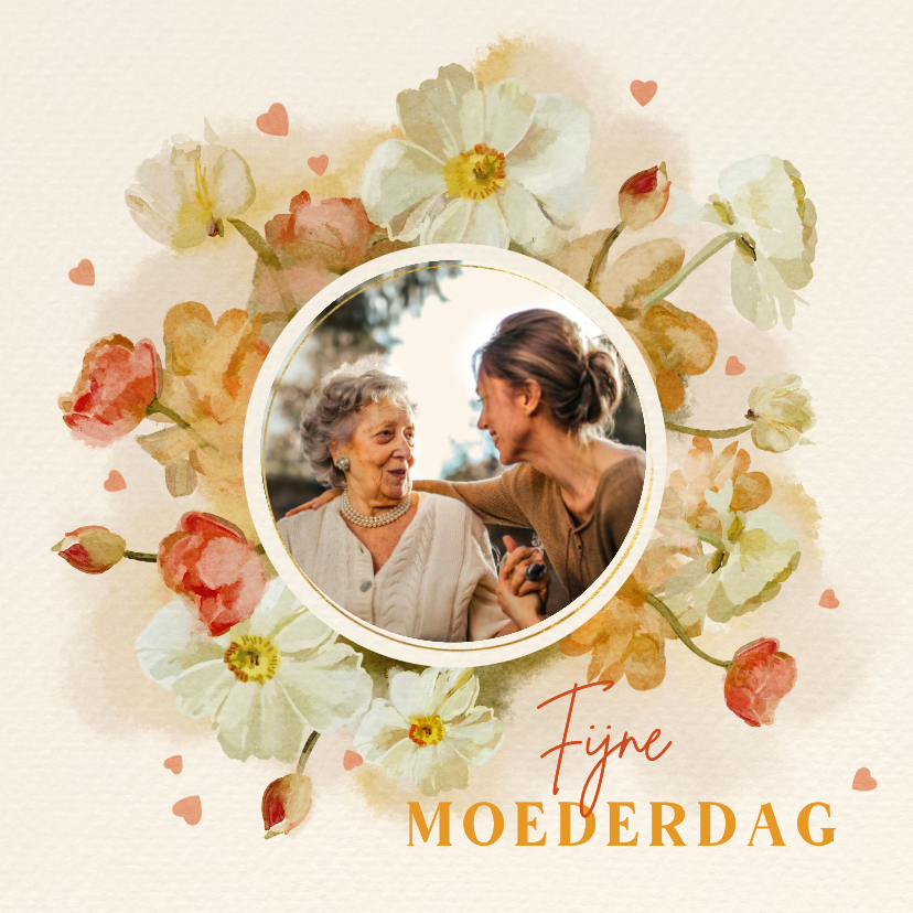 Moederdag kaarten - Moederdagkaart met klaprozenkrans