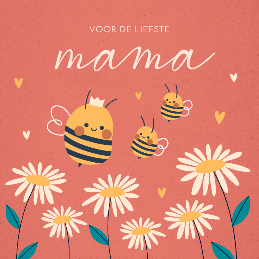 Moederdag kaarten - Moederdagkaart met lieve bijtjes