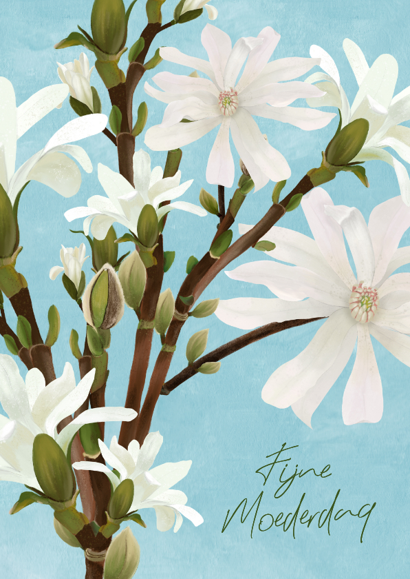 Moederdag kaarten - Moederdagkaart met magnoliabloemen