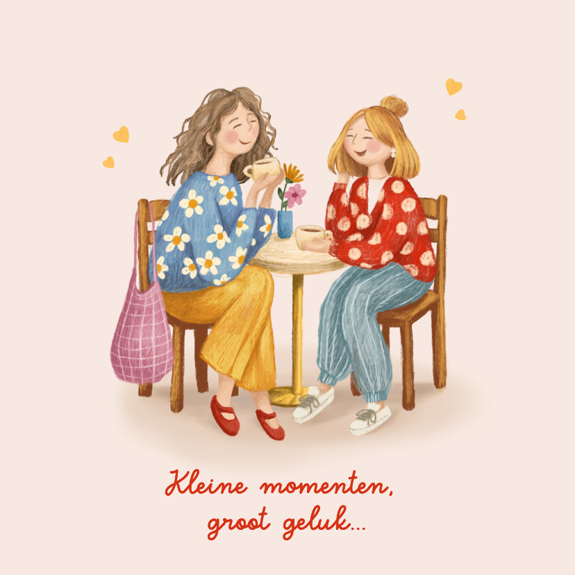 Moederdag kaarten - Moederdagkaart met moeder en dochter aan een tafeltje