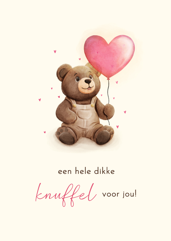 Moederdagkaart met teddybeer en roze hartballon - Moederdag kaarten Moederdag kaarten - Moederdagkaart met teddybeer en roze hartballon