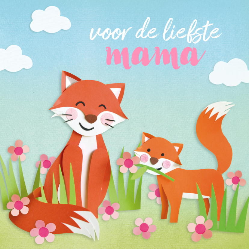 Moederdagkaart met vosjes - Moederdag kaarten Moederdag kaarten - Moederdagkaart met vosjes