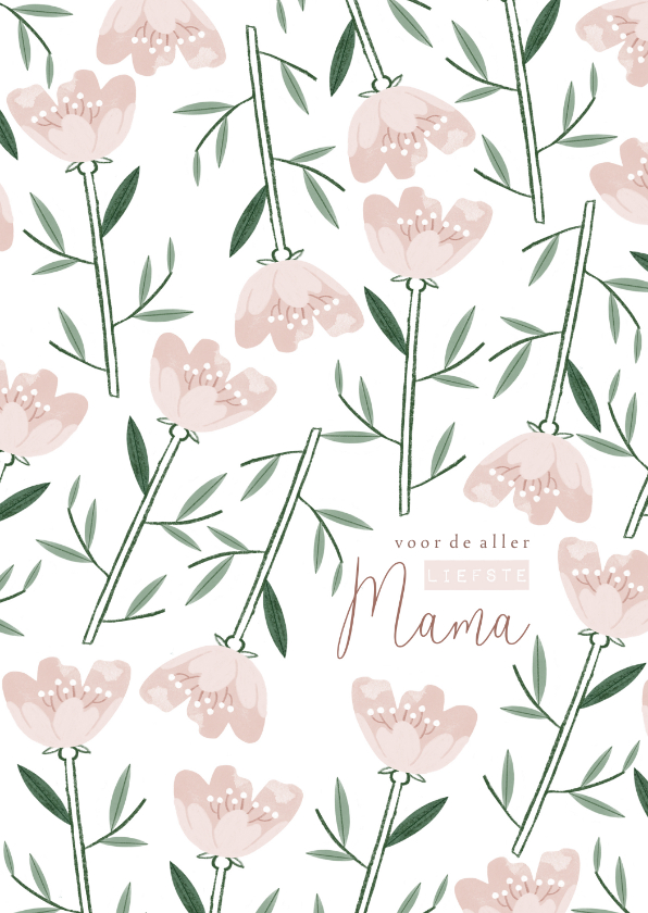 Moederdag kaarten - Moederdagkaart roze bloemen patroon liefste mama