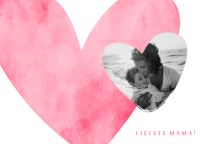 Moederdagkaart roze hart met foto in hartje - Moederdag kaarten Moederdag kaarten - Moederdagkaart roze hart met foto in hartje