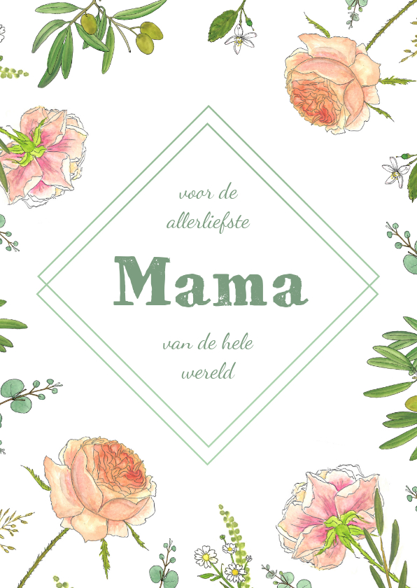 Moederdagkaart rozen en eucalyptus - Moederdag kaarten Moederdag kaarten - Moederdagkaart rozen en eucalyptus