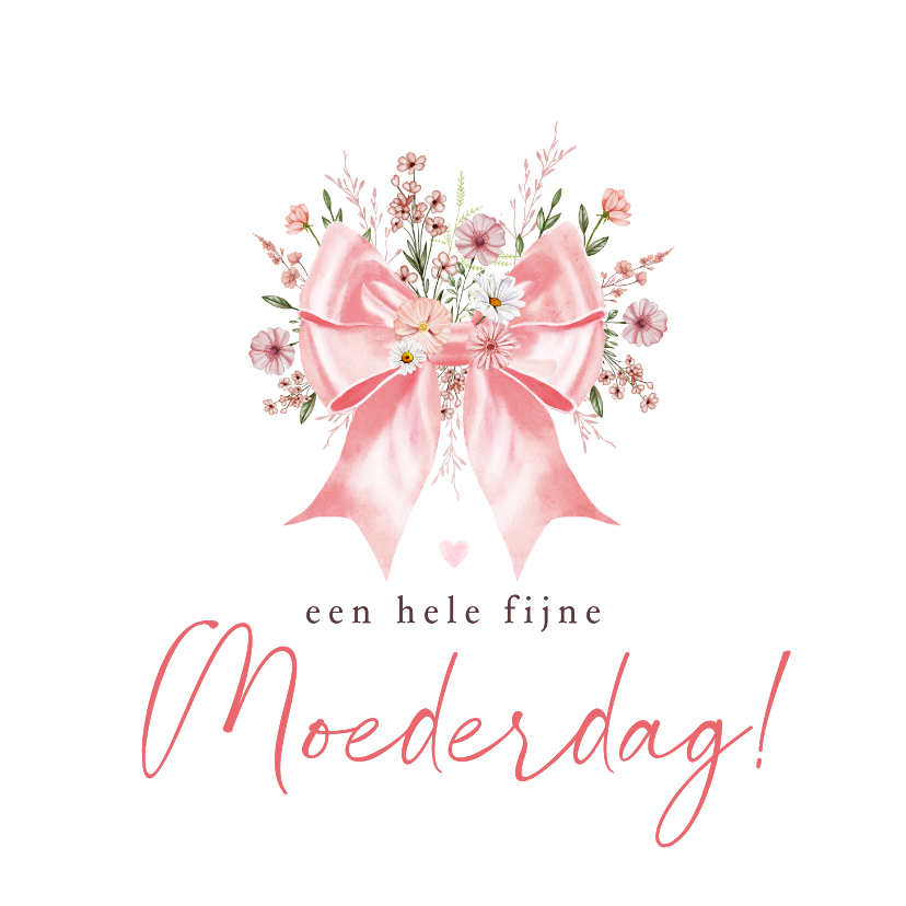 Moederdag kaarten - Moederdagkaart strik met bloemen