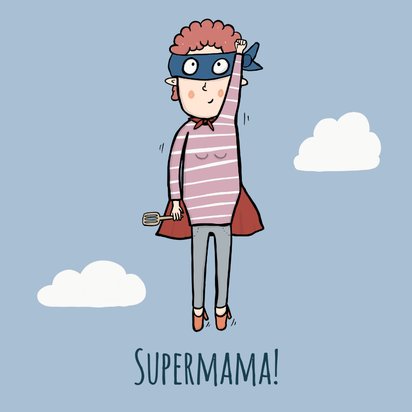 Moederdag kaarten - Moederdagkaart Supermama in de wolken!