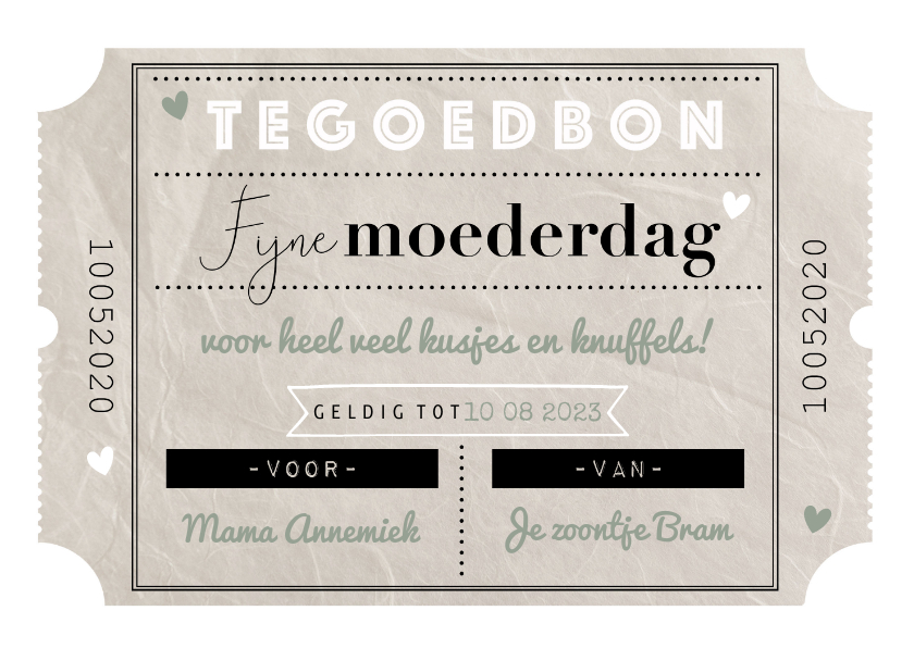 Moederdag kaarten - Moederdagkaart tegoedbon vintage coupon en typografie