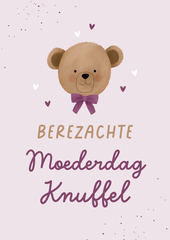 Moederdag kaarten - Moederdagkaartje beren knuffel illustratie hartjes