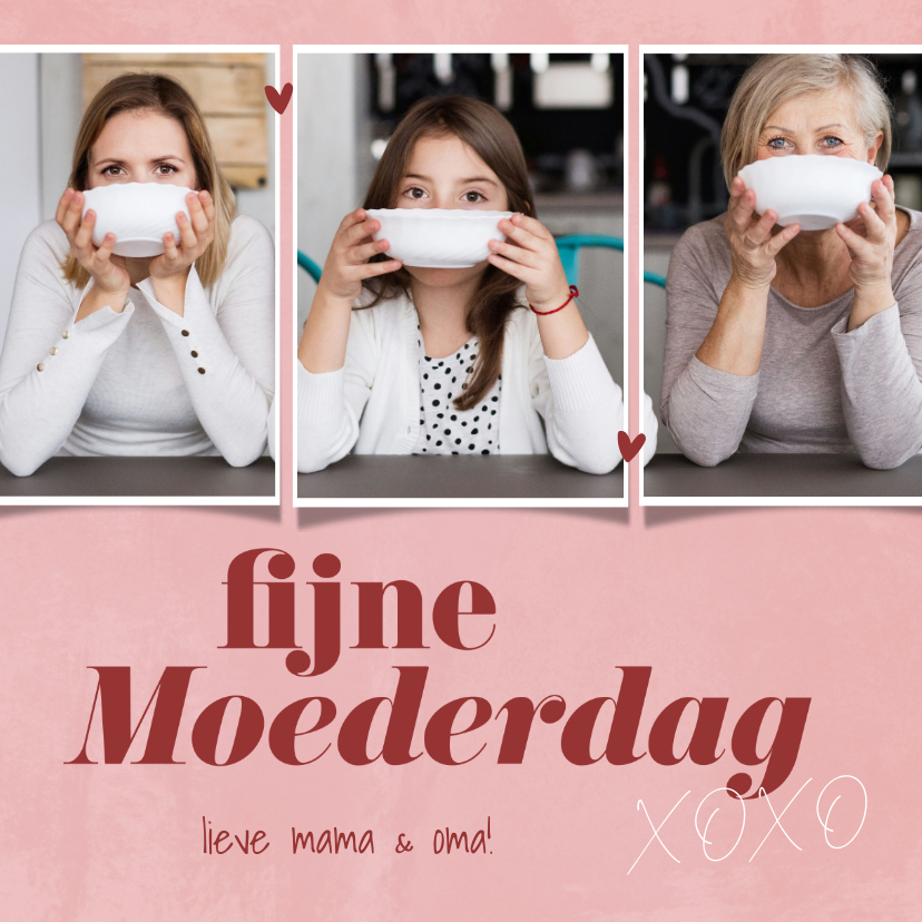 Moederdag kaarten - Moederdagkaartje met fotocollage fijne Moederdag xoxo