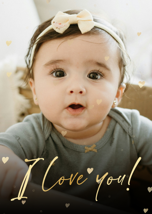 Moederdagkaartje met grote eigen foto I love you hartjes - Moederdag kaarten Moederdag kaarten - Moederdagkaartje met grote eigen foto I love you hartjes