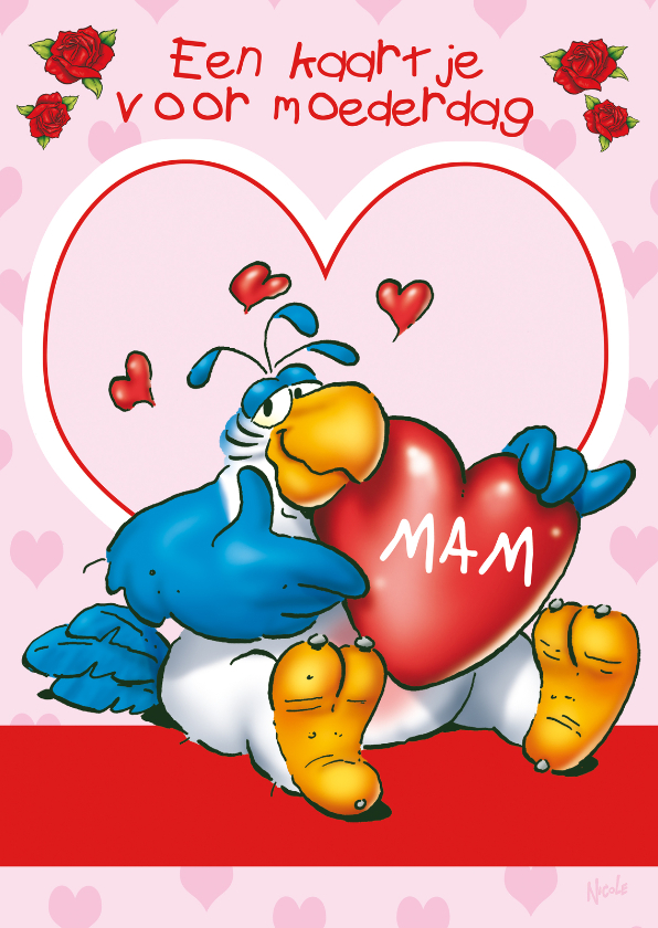 Moedredag Rocco 4 hart - RN - Moederdag kaarten Moederdag kaarten - Moedredag Rocco 4 hart - RN