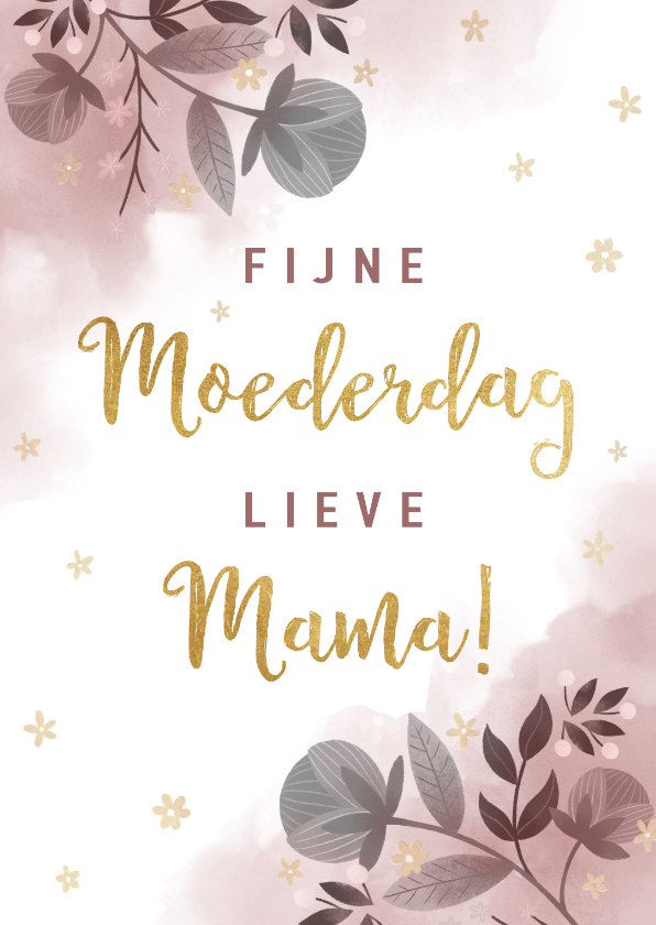 Stijlvolle moederdagkaart waterverf, bloemen en typografie - Moederdag kaarten Moederdag kaarten - Stijlvolle moederdagkaart waterverf, bloemen en typografie