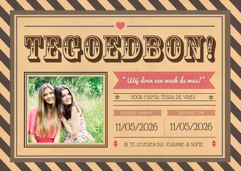 Moederdag kaarten - Tegoedbon Vintage retro