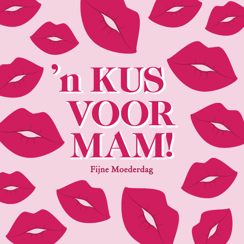 Moederdag kaarten - Trendy roze moederdag kaartje kus voor mam