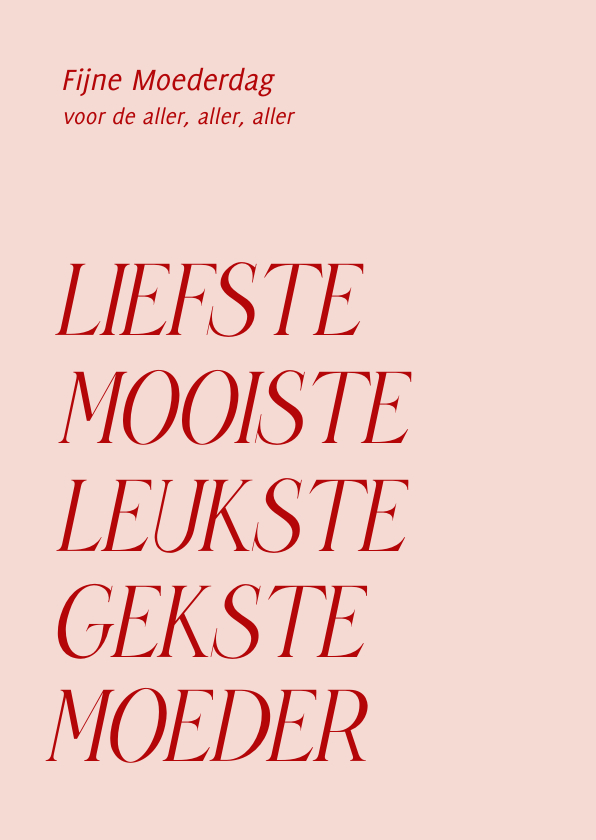 Moederdag kaarten - Typografische moederdagkaart met opsomming van complimenten