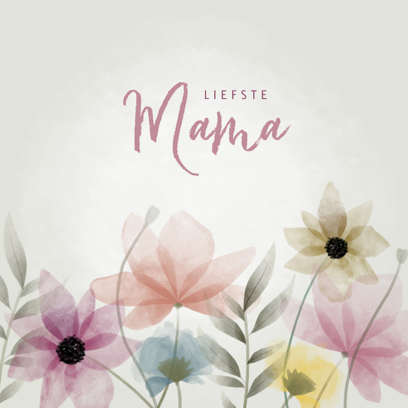 Moederdag kaarten - Vrolijke moederdag kaart met waterverf bloemen en takjes