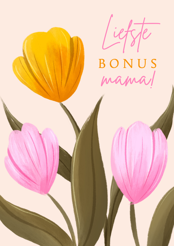 Moederdag kaarten - Vrolijke moederdagkaart met tulpen