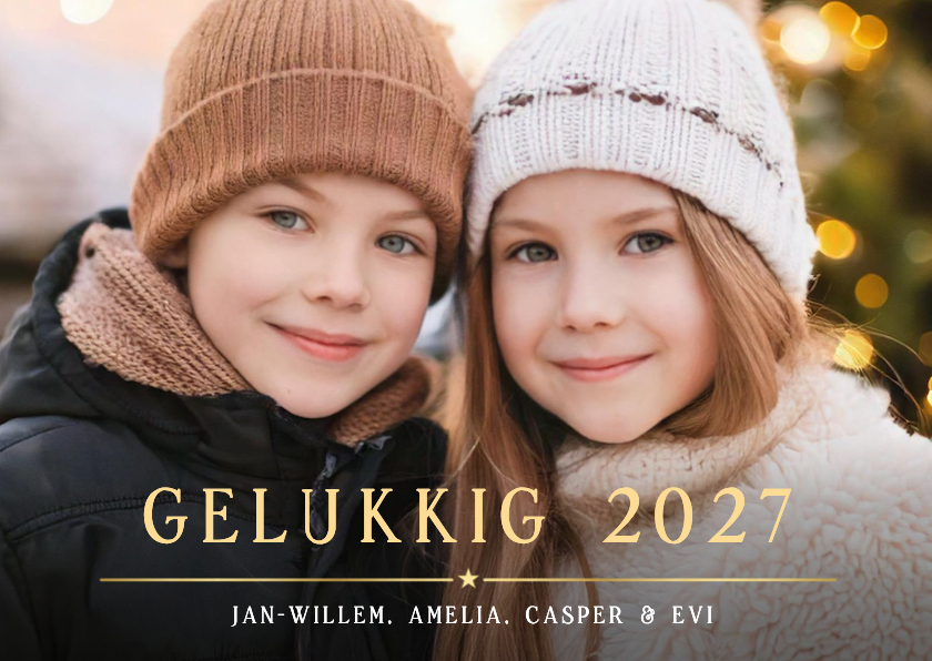 Eenvoudige nieuwjaarskaart met eigen foto en 2027 - Nieuwjaarskaarten Nieuwjaarskaarten - Eenvoudige nieuwjaarskaart met eigen foto en 2027