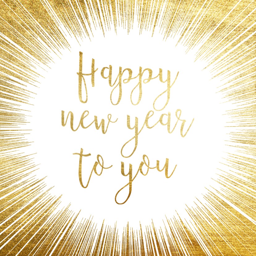 Feestelijke nieuwjaarskaart met gouden ster en typografie - Nieuwjaarskaarten Nieuwjaarskaarten - Feestelijke nieuwjaarskaart met gouden ster en typografie