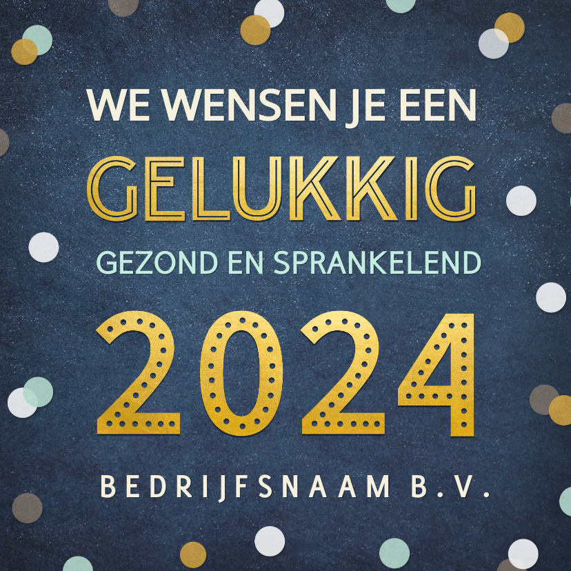 Feestelijke zakelijke nieuwjaarskaart met confetti en goud - Nieuwjaarskaarten Nieuwjaarskaarten - Feestelijke zakelijke nieuwjaarskaart met confetti en goud