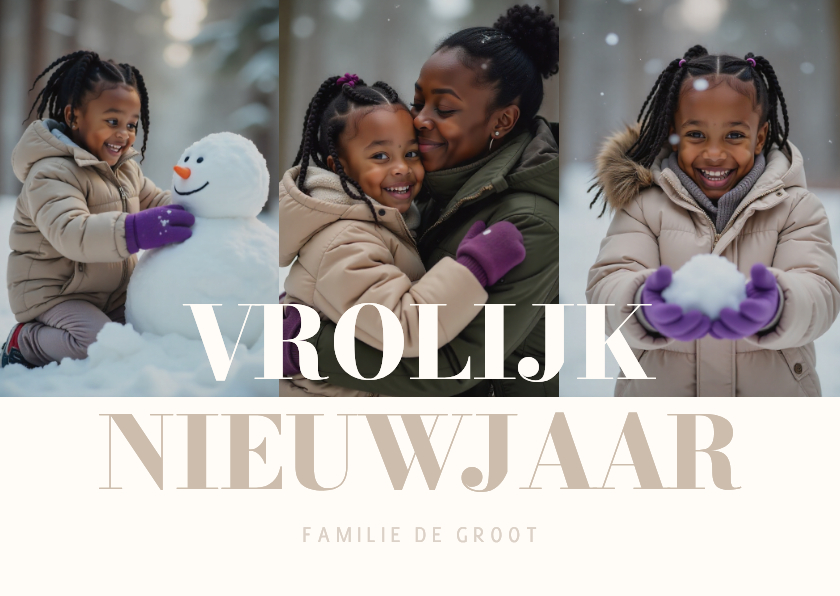 Fotocollage nieuwjaarskaart met aanpasbare tekst - Nieuwjaarskaarten Nieuwjaarskaarten - Fotocollage nieuwjaarskaart met aanpasbare tekst