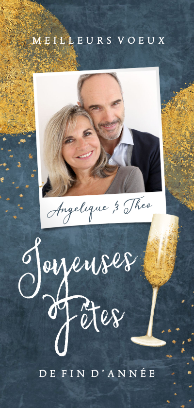 Franse nieuwjaarskaart stijlvol goud foto champagne - Nieuwjaarskaarten Nieuwjaarskaarten - Franse nieuwjaarskaart stijlvol goud foto champagne