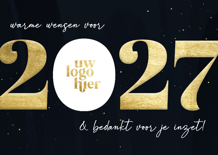 Goudlook met logo zakelijke nieuwjaarskaart 2027 - Nieuwjaarskaarten Nieuwjaarskaarten - Goudlook met logo zakelijke nieuwjaarskaart 2027