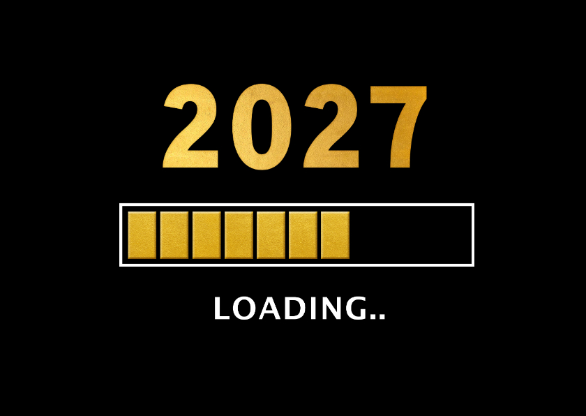 Nieuwjaarskaarten - Grappige zakelijke nieuwjaarskaart 2027 loading laadbalk