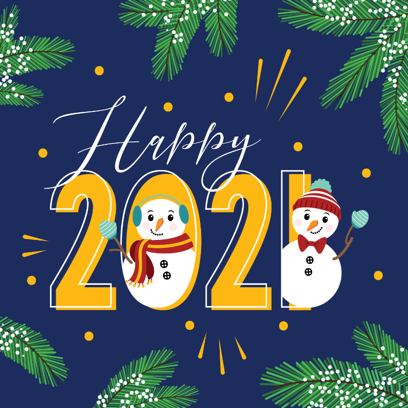 Happy 2020 met deze gezellige sneeuwpoppen - Nieuwjaarskaarten Nieuwjaarskaarten - Happy 2020 met deze gezellige sneeuwpoppen