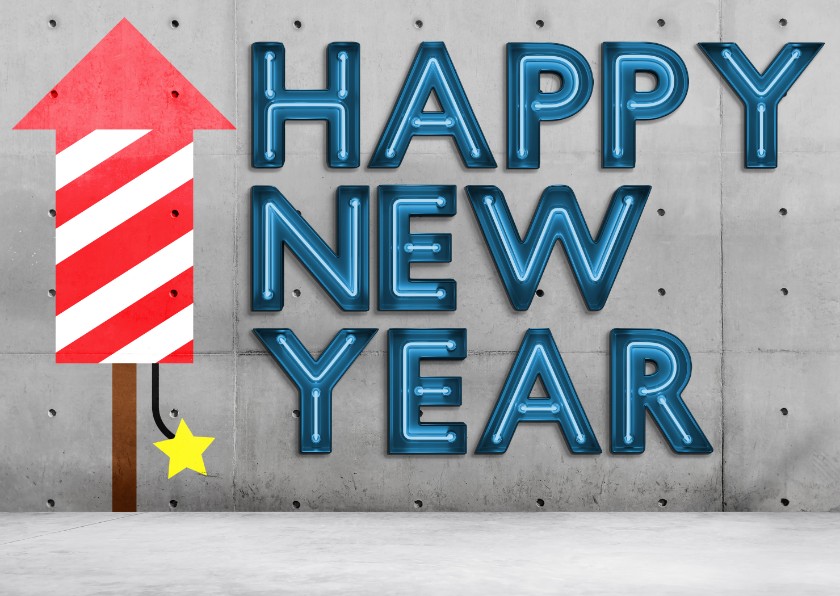 Happy Neon Year! - Nieuwjaarskaarten Nieuwjaarskaarten - Happy Neon Year!