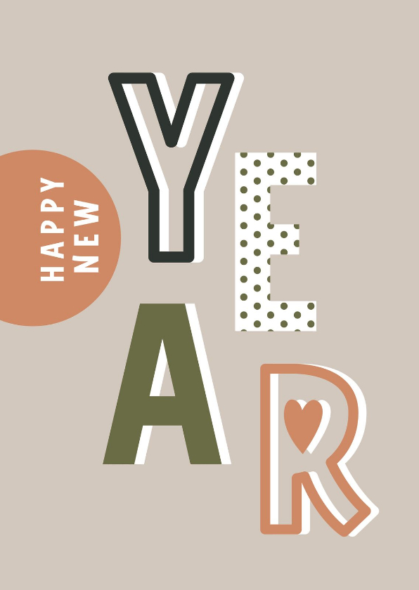 Nieuwjaarskaarten - Happy New Year vrolijke letters 