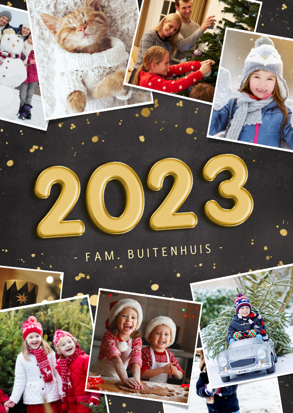 Nieuwjaarskaarten - Hippe nieuwjaarskaart fotocollage met jaartal 2022