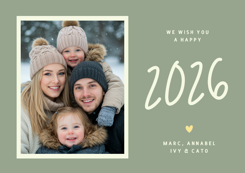 Nieuwjaarskaarten - Hippe nieuwjaarskaart met eigen foto en jaartal 2026