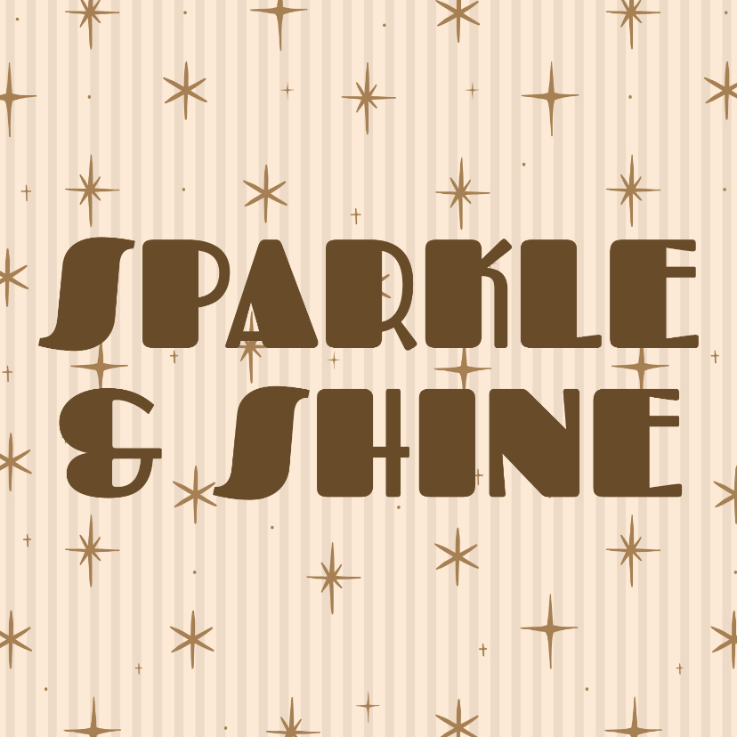 Nieuwjaarskaarten - Hippe nieuwjaarskaart streepjes met sterren beige