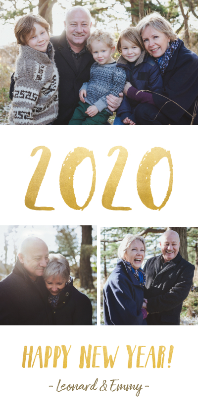 Langwerpige nieuwjaarskaart met fotocollage en jaartal 2020 - Nieuwjaarskaarten Nieuwjaarskaarten - Langwerpige nieuwjaarskaart met fotocollage en jaartal 2020
