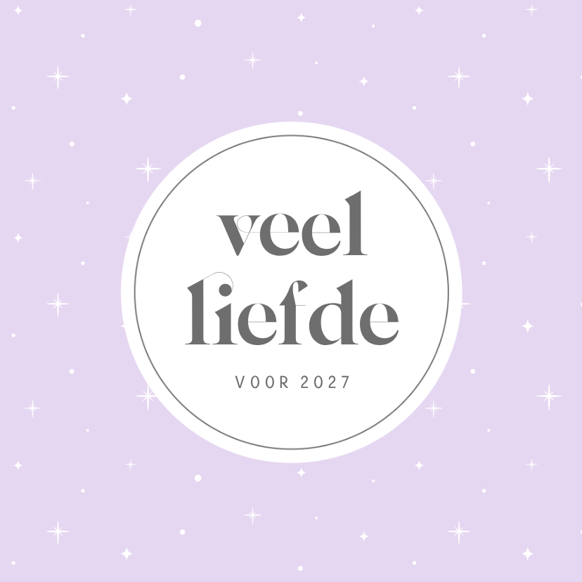 Lila nieuwjaarskaart veel liefde met sterren - Nieuwjaarskaarten Nieuwjaarskaarten - Lila nieuwjaarskaart veel liefde met sterren