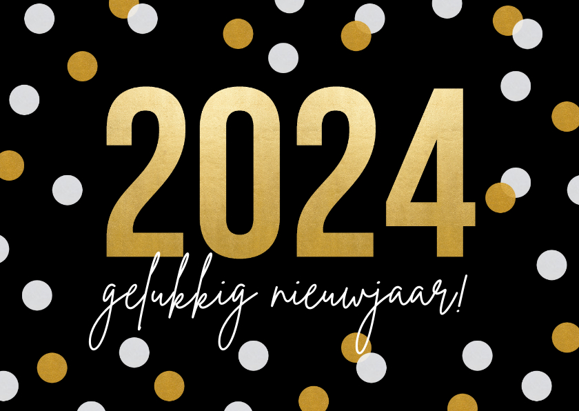 Moderne nieuwjaarskaart 2024 gelukkig nieuwjaar Kaartje2go
