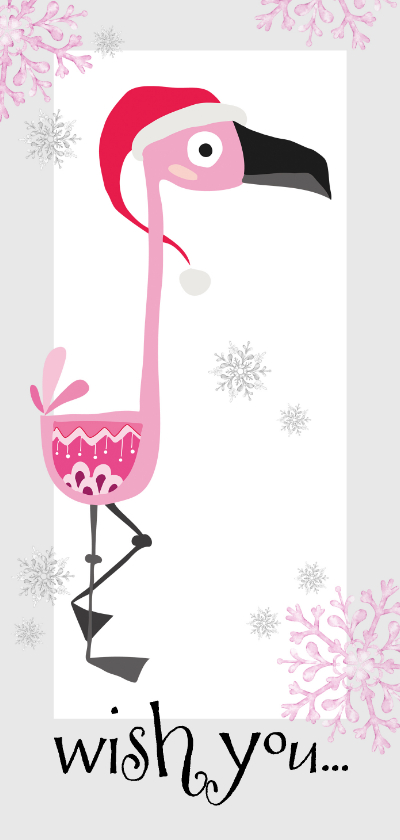 Moderne nieuwjaarskaart flamingo - Nieuwjaarskaarten Nieuwjaarskaarten - Moderne nieuwjaarskaart flamingo