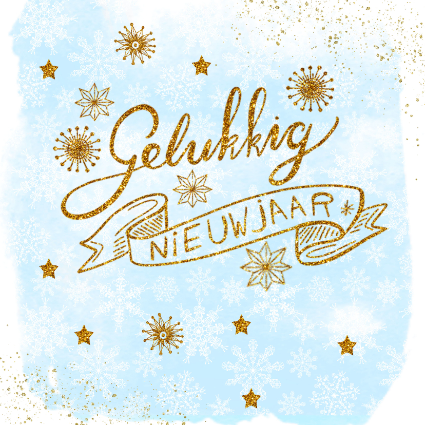 Nieuwjaar kristal handlettering goud - Nieuwjaarskaarten Nieuwjaarskaarten - Nieuwjaar kristal handlettering goud