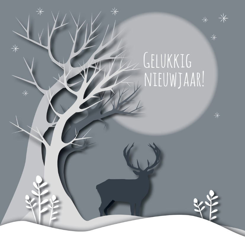 Nieuwjaar - New Woods Gray - MW - Nieuwjaarskaarten Nieuwjaarskaarten - Nieuwjaar - New Woods Gray - MW