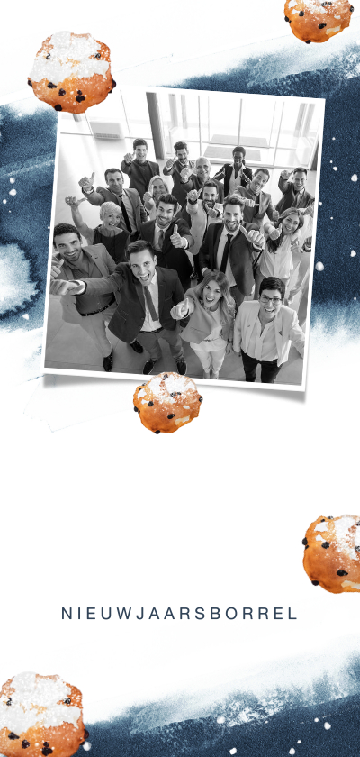 Nieuwjaar uitnodiging borrel waterverf oliebollen 2020 - Nieuwjaarskaarten Nieuwjaarskaarten - Nieuwjaar uitnodiging borrel waterverf oliebollen 2020