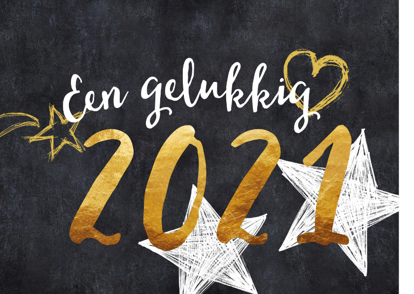 Nieuwjaarskaart 2020 goud en zwart - Nieuwjaarskaarten Nieuwjaarskaarten - Nieuwjaarskaart 2020 goud en zwart