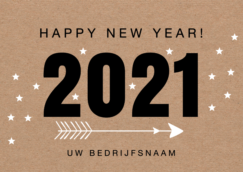 Nieuwjaarskaart 2020 kraftprint - Nieuwjaarskaarten Nieuwjaarskaarten - Nieuwjaarskaart 2020 kraftprint