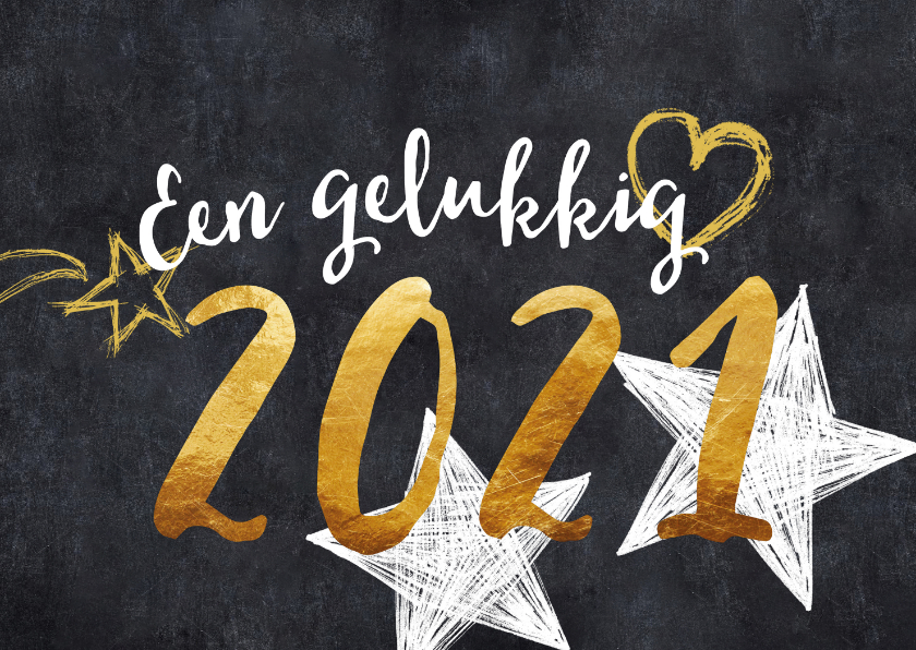 Nieuwjaarskaart 2021 goud en zwart - Nieuwjaarskaarten Nieuwjaarskaarten - Nieuwjaarskaart 2021 goud en zwart