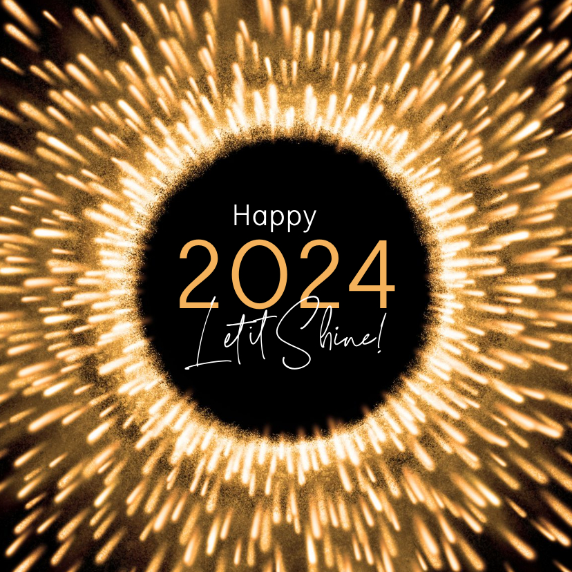 Nieuwjaarskaart 2024 Let it Shine Kaartje2go