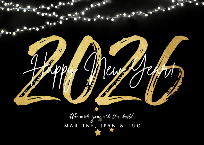 Nieuwjaarskaarten - Nieuwjaarskaart 2026 in goud happy new year
