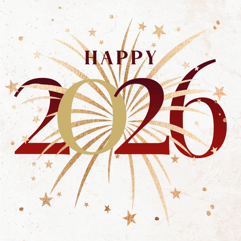 Nieuwjaarskaarten - Nieuwjaarskaart 2026 met vuurwerk