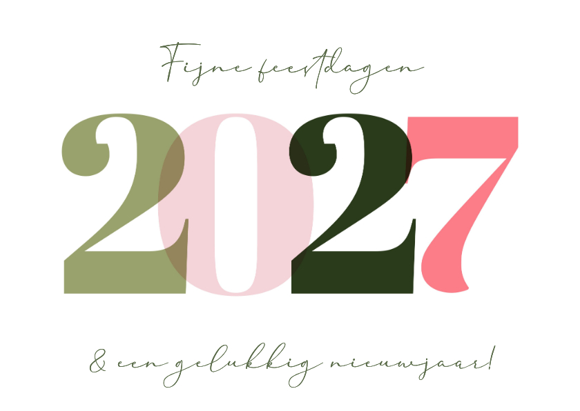 Nieuwjaarskaart 2027 gekleurd minimalistisch - Nieuwjaarskaarten Nieuwjaarskaarten - Nieuwjaarskaart 2027 gekleurd minimalistisch