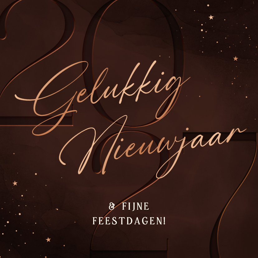 Nieuwjaarskaart 2027 koper donkerrood fijne kerstdagen - Nieuwjaarskaarten Nieuwjaarskaarten - Nieuwjaarskaart 2027 koper donkerrood fijne kerstdagen